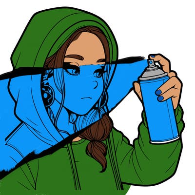 a realistic girl, spray painting