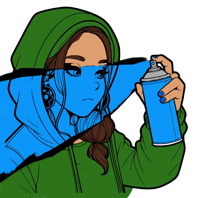 a realistic girl, spray painting