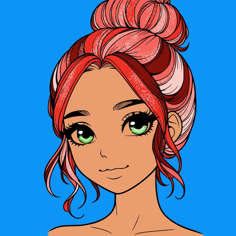 realistic pretty girl with hair in bun