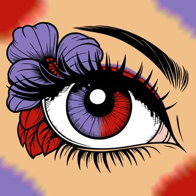 realistic eye with flower
