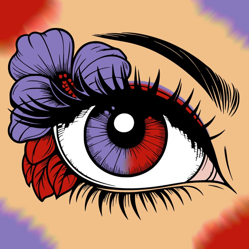 realistic eye with flower