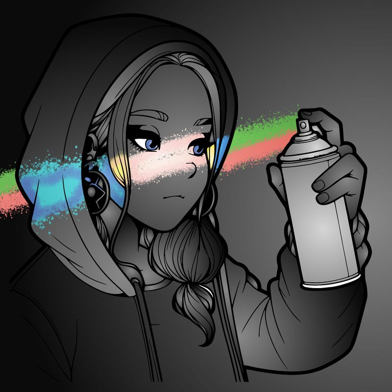 a realistic girl, spray painting