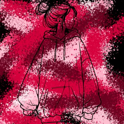 realistic girl with a oversized sweatshirt on and a bun