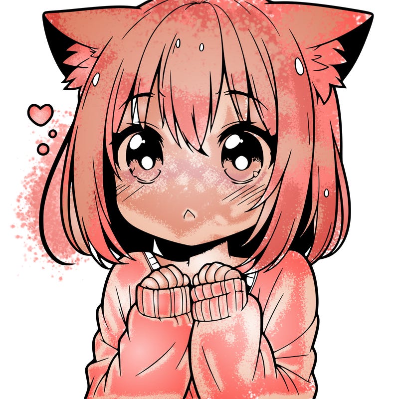 shy anime catgirl