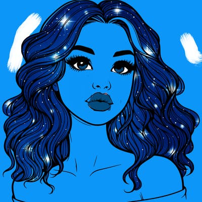 realistic girl with wavy hair and lips
