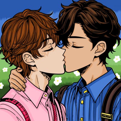 manga boys kissing each other