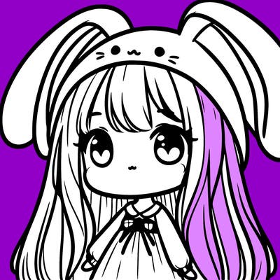 a cute girl with a cute bunny hat with long hair