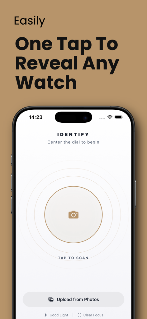 Horo ID - Watch Identifier - Horo ID mobile app interface for scanning and identifying luxury watches