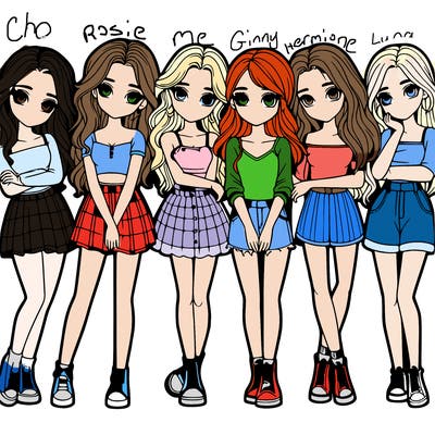 a group of girls realistic