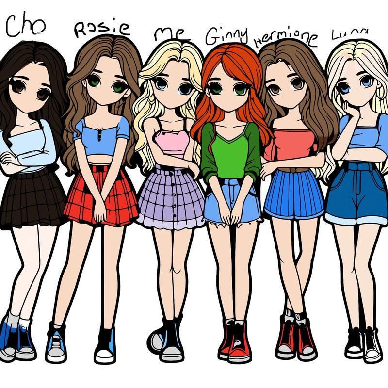 a group of girls realistic