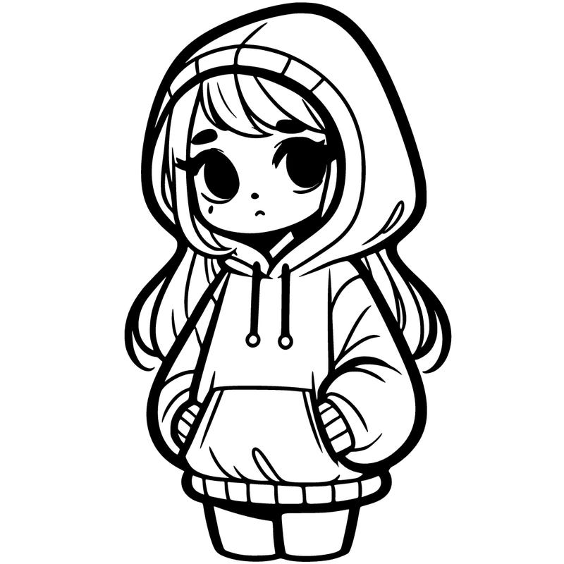 girl in oversized hoodie