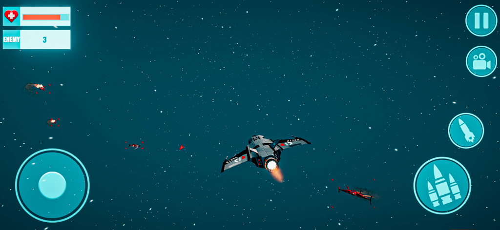 Air Fighter Jet Simulator Game - A fighter jet engaged in a dogfight during a night mission in Air Fighter Jet Simulator Game.