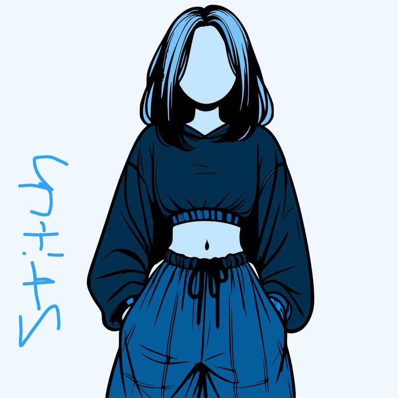 realistic girl faceless with baggy pants and a crop top