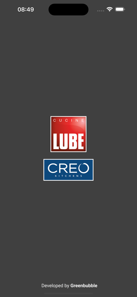 Gruppo LUBE - Splash screen of Gruppo LUBE app featuring Cucine LUBE and CREO Kitchens logos.