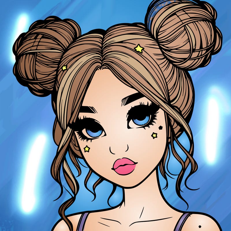 realistic girl with space buns