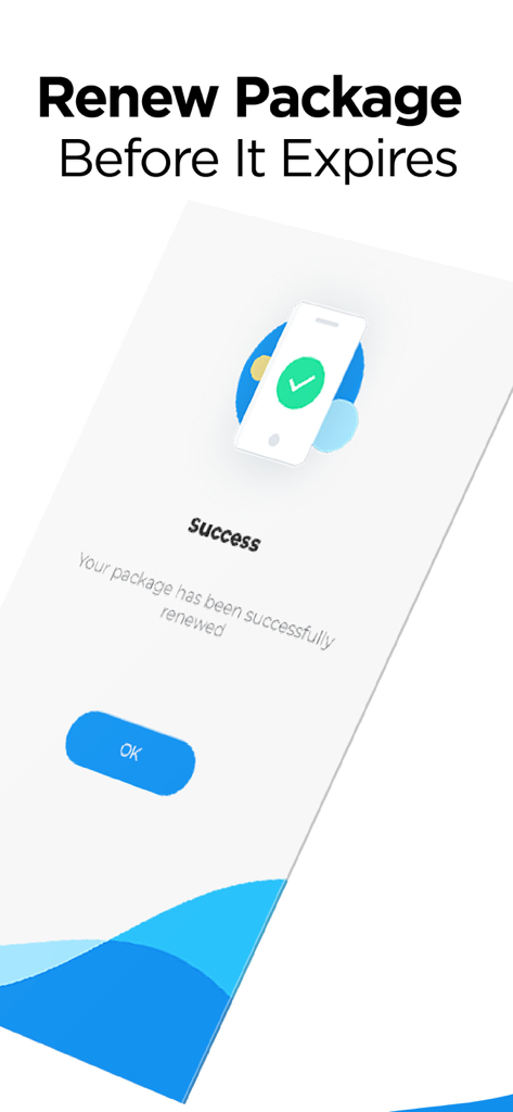 MyLTT - Mensaje de éxito para la renovación del paquete en la aplicación MyLTT