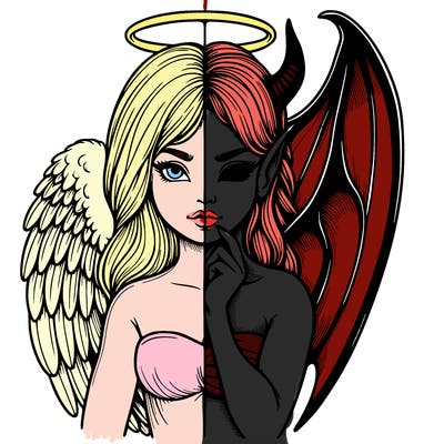 realistic angel half demon