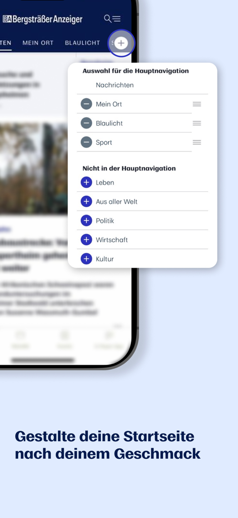 BA News - Personalizando o menu de navegação no aplicativo móvel BA News