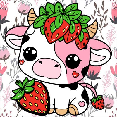 cute strawberry cow