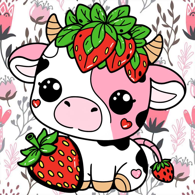 cute strawberry cow