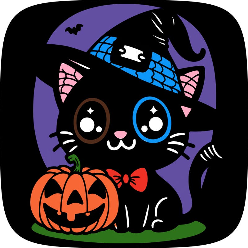 black halloween cat cute
