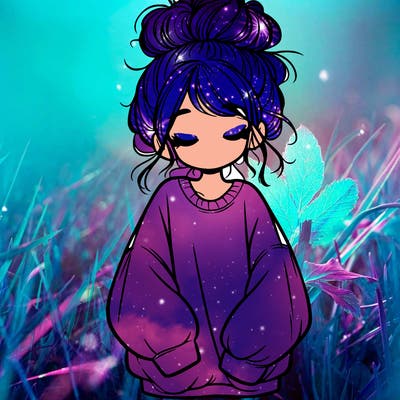 girl with baggy sweatshirt and messy bun