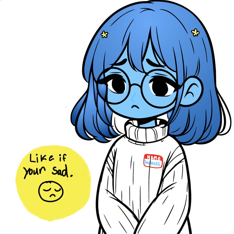 sad girl with glasses in a sweater