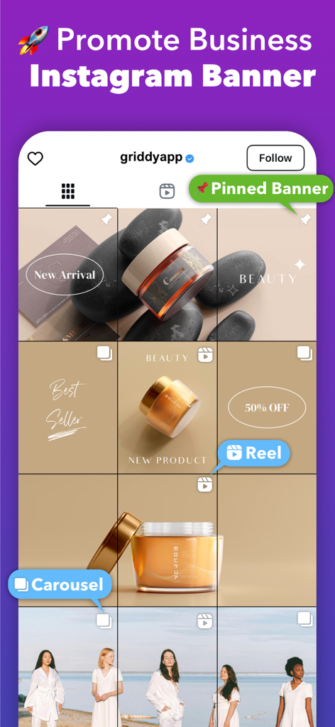 Instagram business grid banner for beauty product marketing