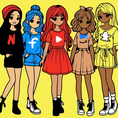 a group of five girls