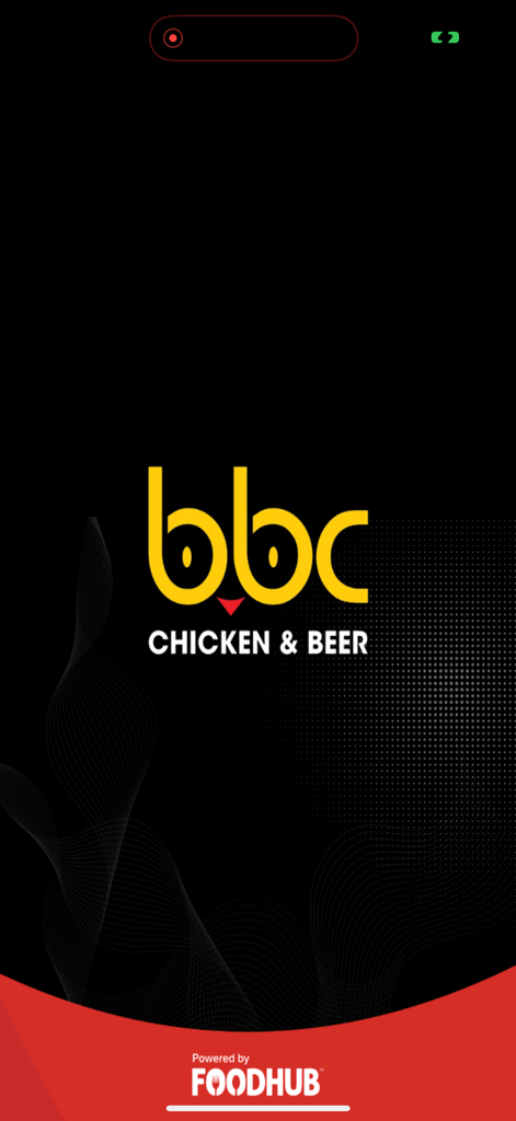 BBC Chicken & Beer - BBC Chicken and Beer app splash screen featuring the restaurant logo and Foodhub branding