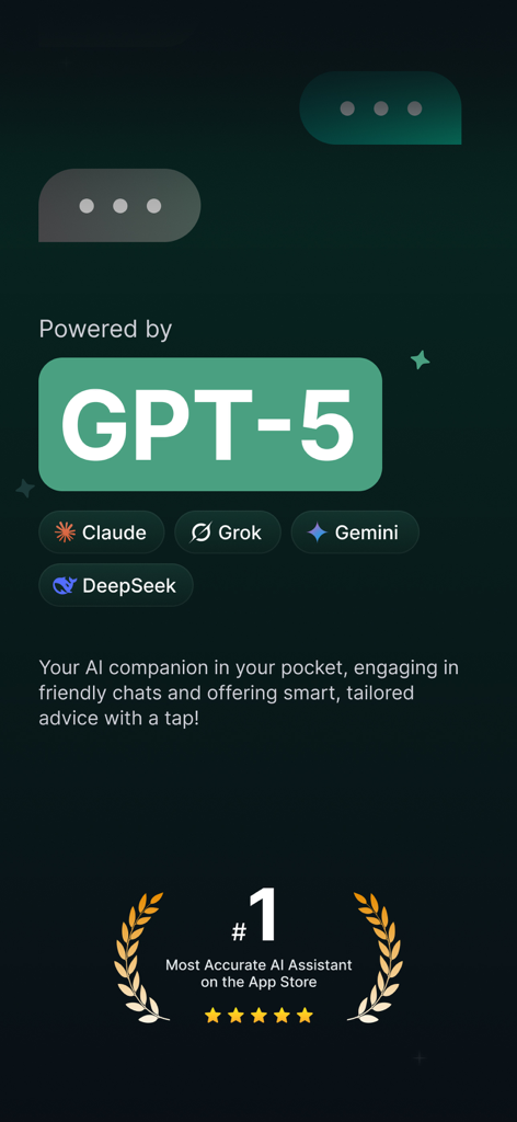 Interface de ChatBot IA présentant les modèles GPT-5 Claude Grok Gemini et DeepSeek avec un badge de note numéro un