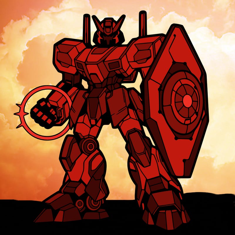 mecha with an energy shield.