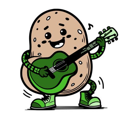potato playing guitar