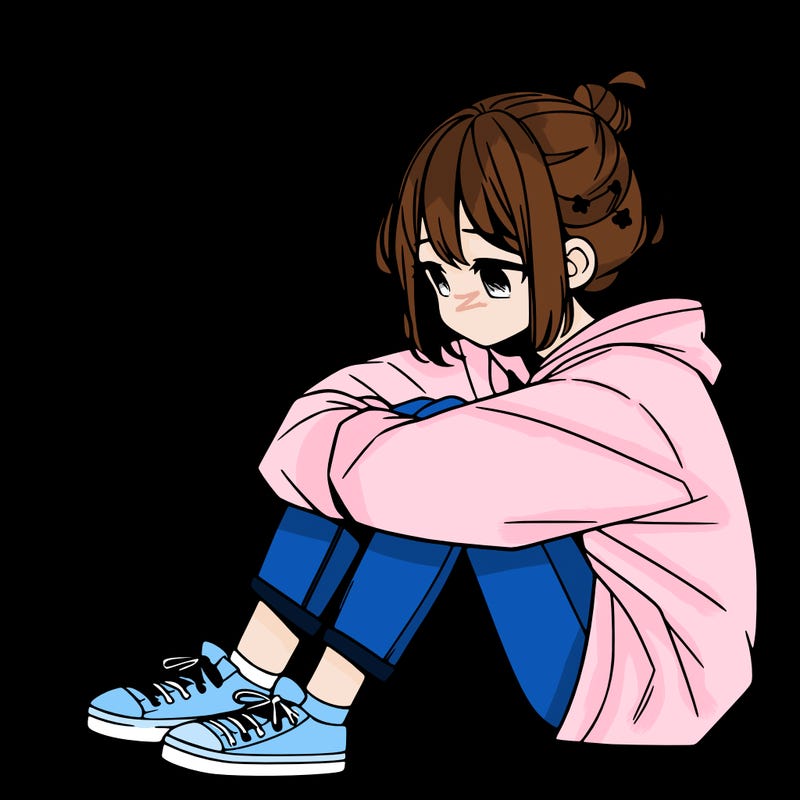 sad anime girl sitting alone