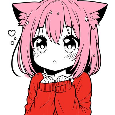 shy anime catgirl