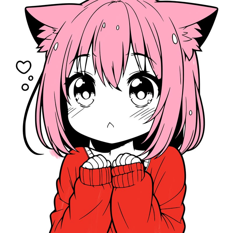 shy anime catgirl