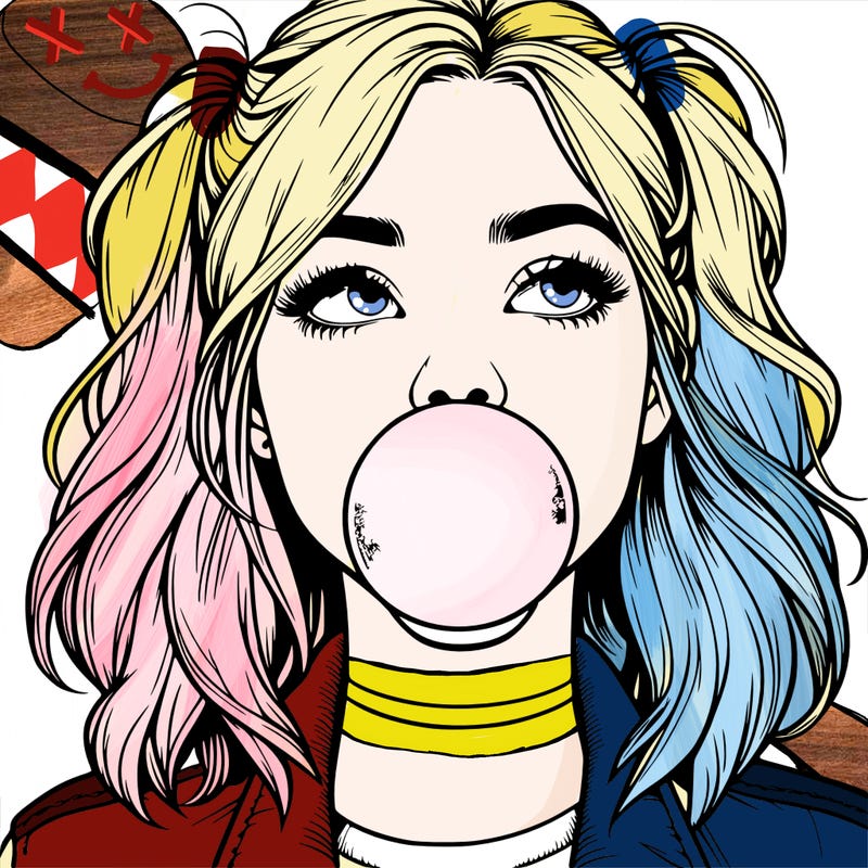 realististic girl blowing bubble -gum
