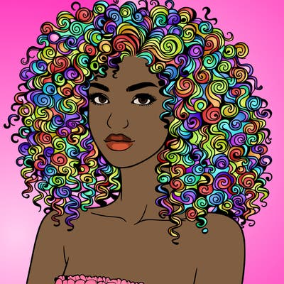 realistic woman with very curly hair