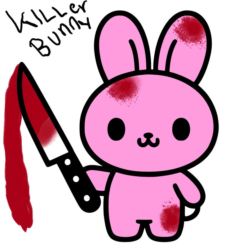 pochacco from hello kitty holding a knife