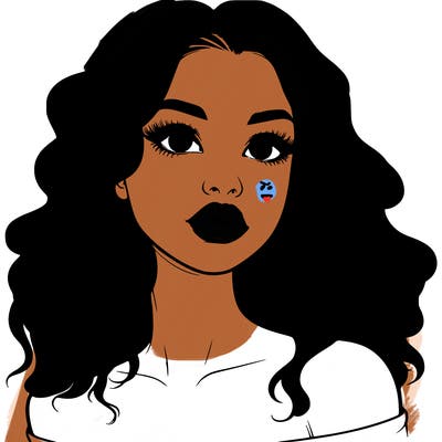 realistic girl with wavy hair and lips