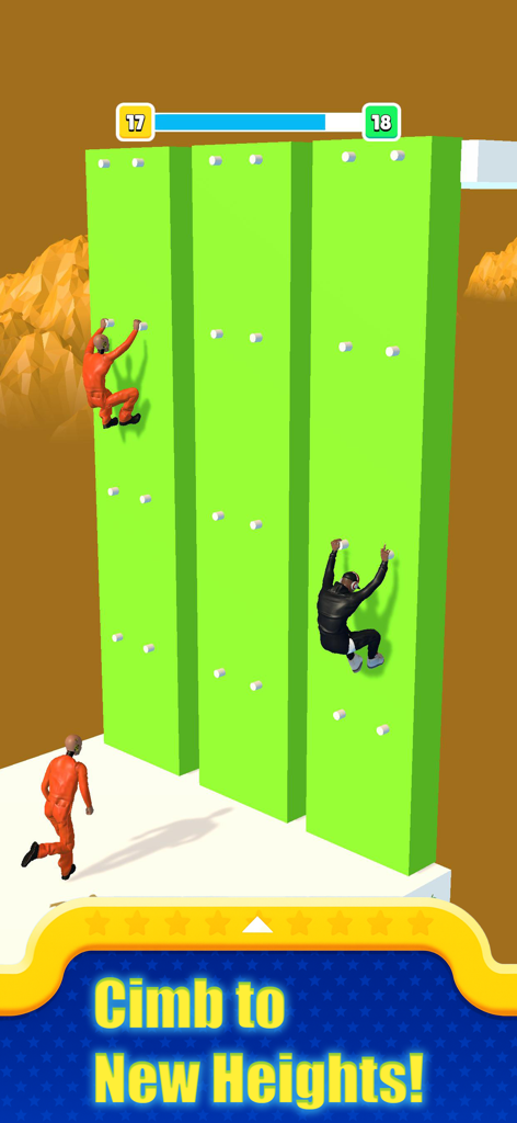 Parkour : Epic Freerunner 3D - 3D characters climbing a green wall in Parkour Epic Freerunner 3D mobile game