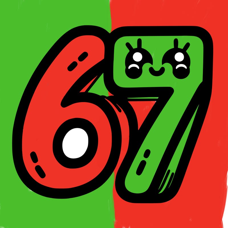 the numbers 67