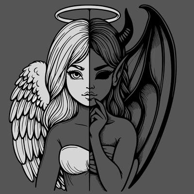 realistic angel half demon