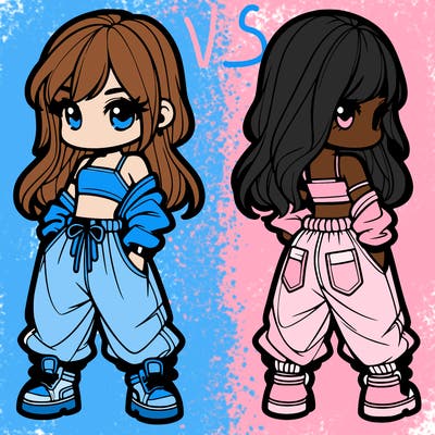 girl in crop top and baggy pants