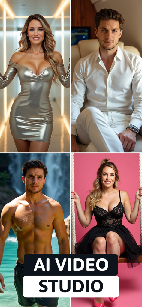 Wavesome.AI Video Generator - Four examples of realistic AI-generated portraits for professional and social media profiles.