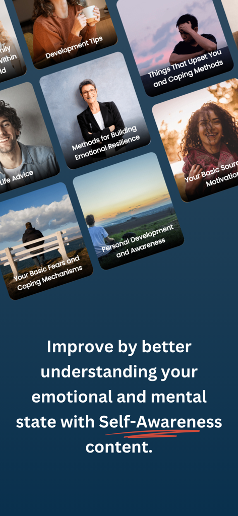 Enneagram Premium - A collection of personal growth cards covering emotional resilience, life advice, and daily development tips within the Enneagram Premium app.