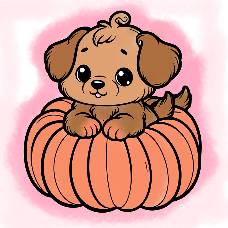 cute little puppy in a pumpkin
