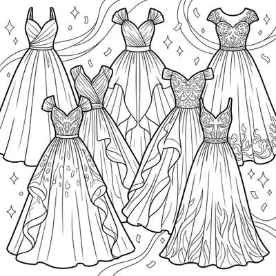 Step into a world of timeless fashion with our collection of elegant prom dresses, specially designed for seniors. Enjoy the joy of coloring intricate gowns with large, clear outlines that make every detail a pleasure to fill.