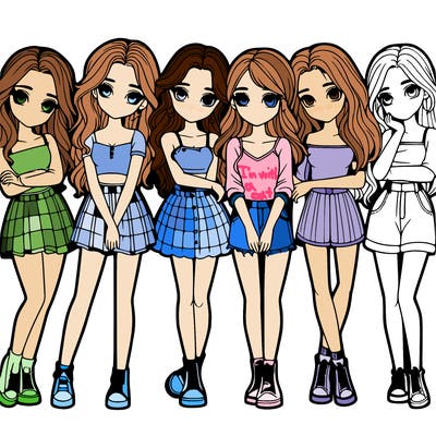 a group of girls realistic
