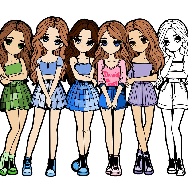 a group of girls realistic